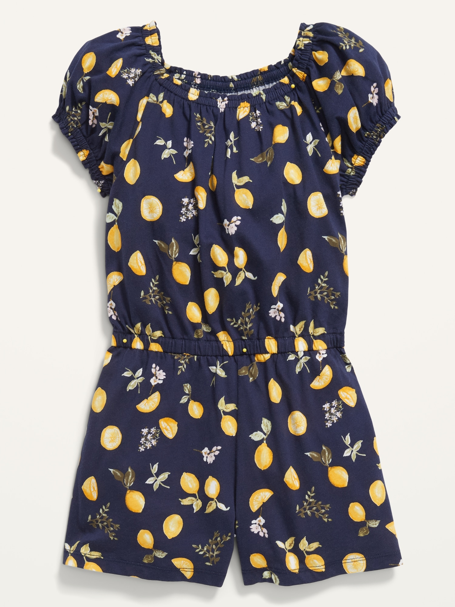 Printed PuffSleeve JerseyKnit Romper for Girls Old Navy