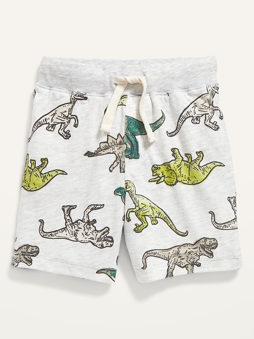 View large product image 1 of 2. Functional Drawstring Dino-Print Jersey Shorts for Toddler Boys