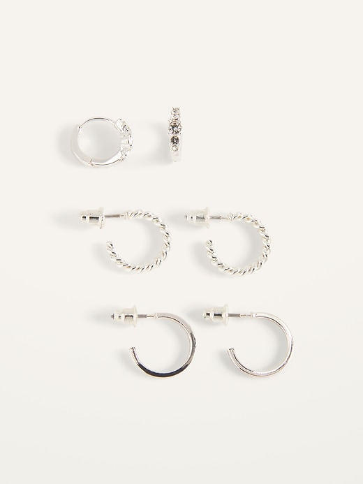 Old Navy Silver-Toned Hoop Earrings 3-Pack for Women. 1