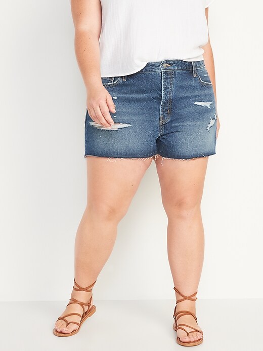 Image number 6 showing, High-Waisted Button-Fly OG Straight Cut-Off Non-Stretch Jean Shorts for Women -- 1.5-inch inseam