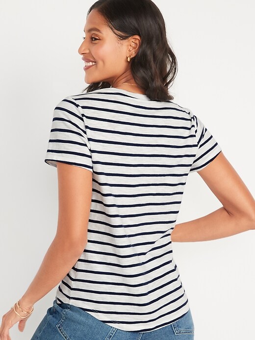 Image number 6 showing, EveryWear Striped Slub-Knit V-Neck T-Shirt for Women