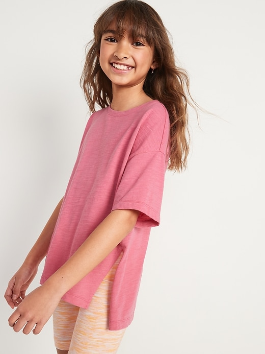 View large product image 1 of 3. Slub-Knit Drop-Shoulder Tunic T-Shirt for Girls