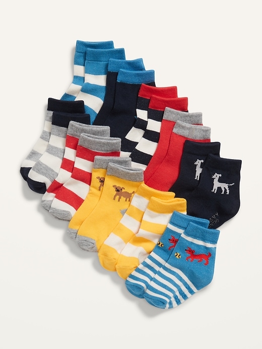 View large product image 1 of 2. Unisex Crew Socks 10-Pack for Toddler & Baby