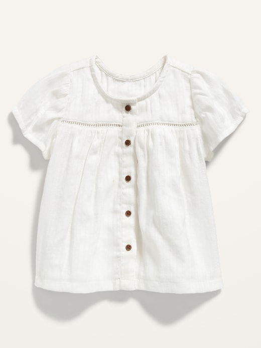 View large product image 1 of 2. Short-Sleeve Button-Front Dobby Top for Baby