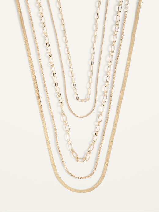 View large product image 1 of 2. Gold-Toned Five-Strand Layered Necklace for Women