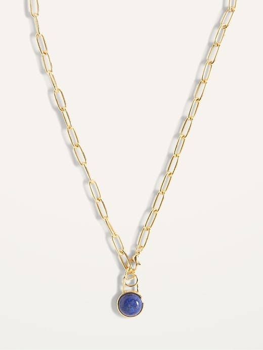 View large product image 1 of 2. Real Gold-Plated Lapis Lazuli Pendant Necklace for Women