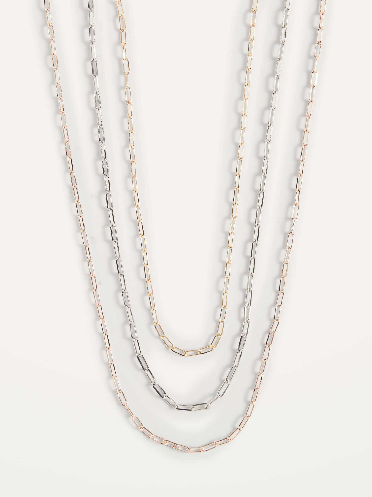 Old Navy Mixed-Metal Chain Link Necklace 3-Pack for Women beige. 1