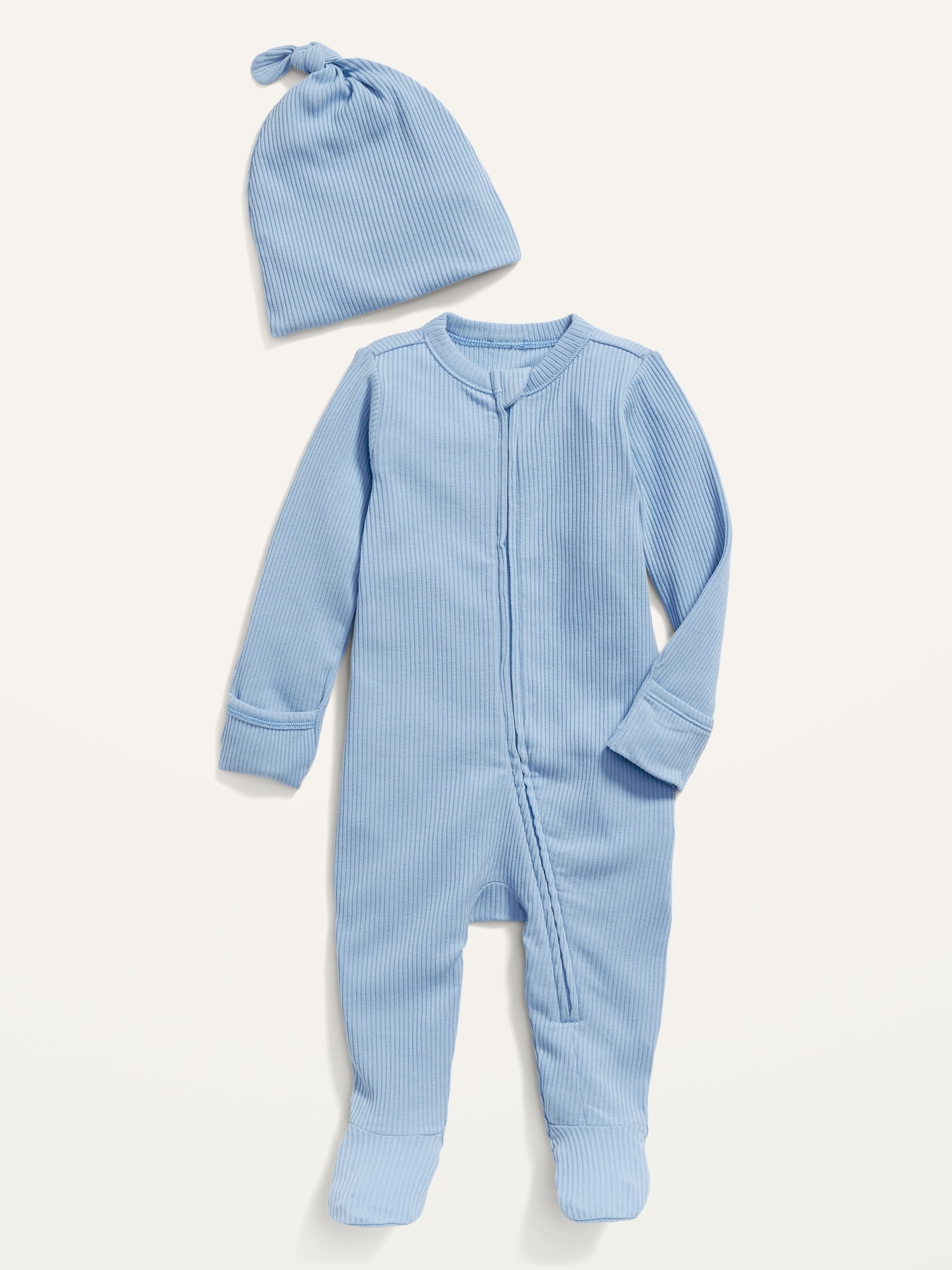 Footed Sleep & Play Rib-Knit One-Piece & Beanie Layette Set for Baby Hot Deal
