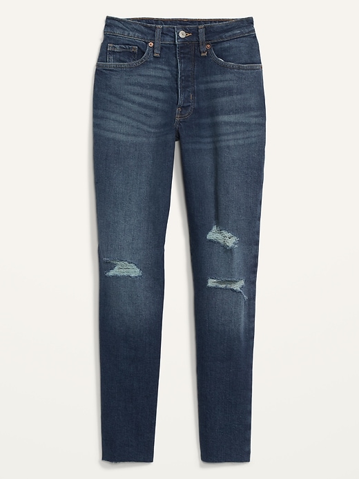 Image number 4 showing, Curvy High-Waisted OG Straight Ripped Cut-Off Jeans