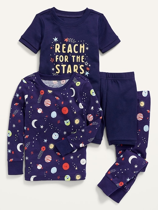 View large product image 1 of 2. Unisex 4-Piece Graphic Pajama Set for Toddler & Baby