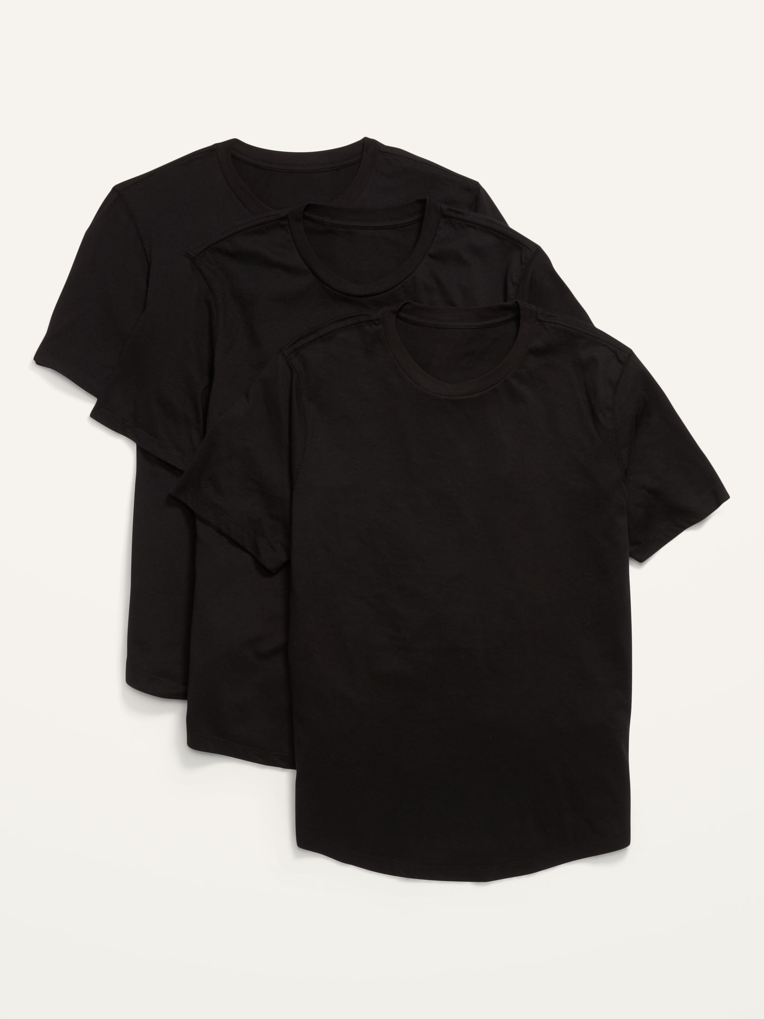 Old Navy Soft-Washed Curved-Hem T-Shirt 3-Pack for Men black. 1