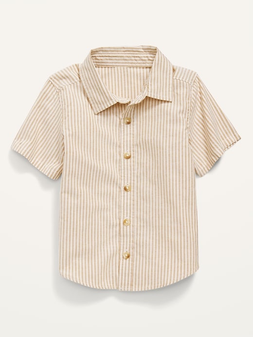 View large product image 1 of 2. Short-Sleeve Striped Oxford Shirt for Toddler Boys