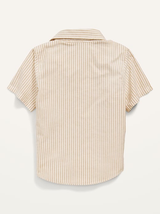 View large product image 2 of 2. Short-Sleeve Striped Oxford Shirt for Toddler Boys