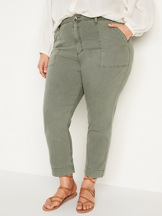 Image number 7 showing, High-Waisted Straight Canvas Workwear Pants for Women