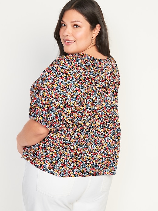 Image number 8 showing, Floral-Print Puff-Sleeve Babydoll Top