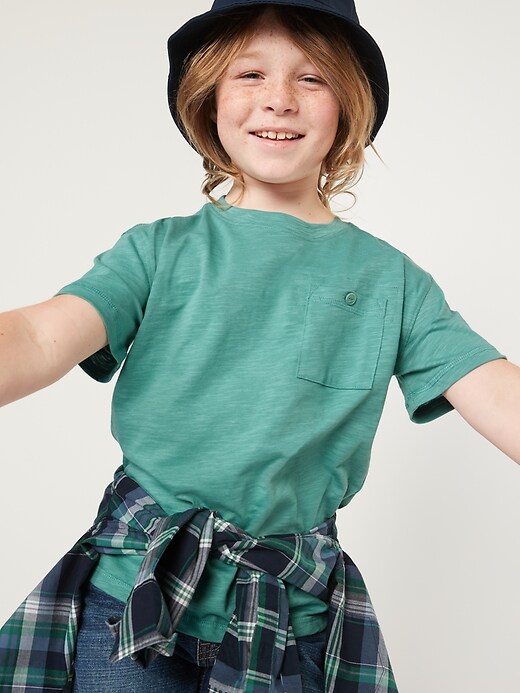 View large product image 1 of 3. Short-Sleeve Slub-Knit Pocket T-Shirt for Boys