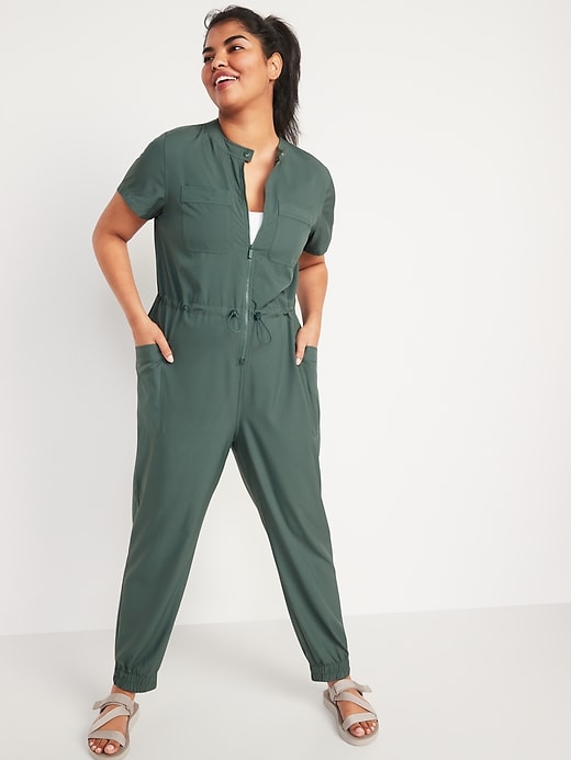 Old Navy - Short-Sleeve StretchTech Collarless Jumpsuit for Women