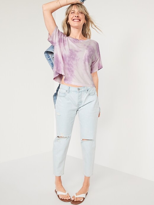 Image number 3 showing, Short-Sleeve Cropped Oversized Tie-Dye T-Shirt