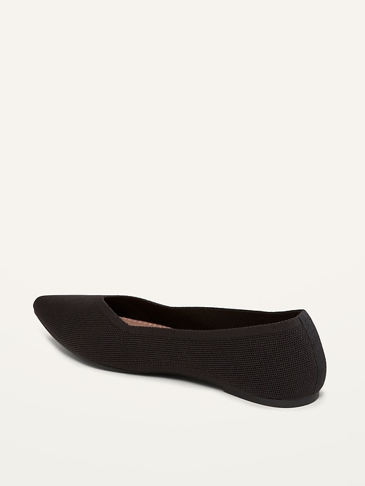 Image number 4 showing, Textured-Knit Pointy-Toe Ballet Flats