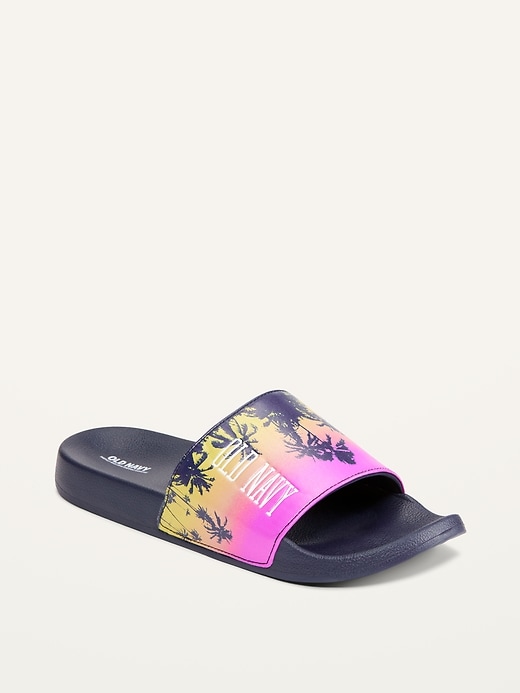 Patterned Logo Sugarcane-Based Slide Sandals for Men (Partially Plant-Based)