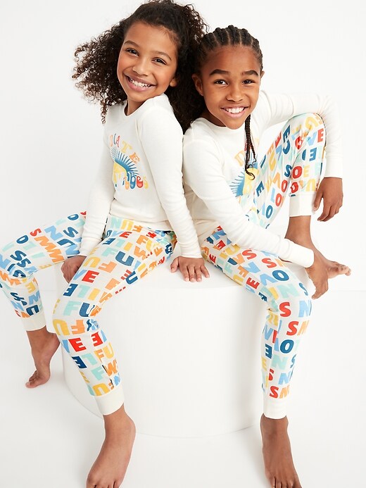 View large product image 1 of 3. Gender-Neutral Printed Snug-Fit Pajama Set for Kids