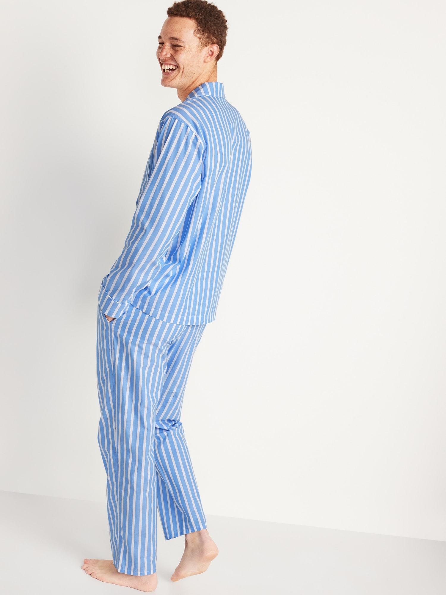 Striped Poplin Pajamas Set for Men | Old Navy