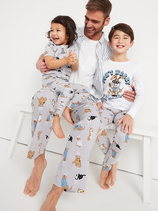 View large product image 2 of 2. Matching Gender-Neutral Printed Snug-Fit Pajama Set for Kids