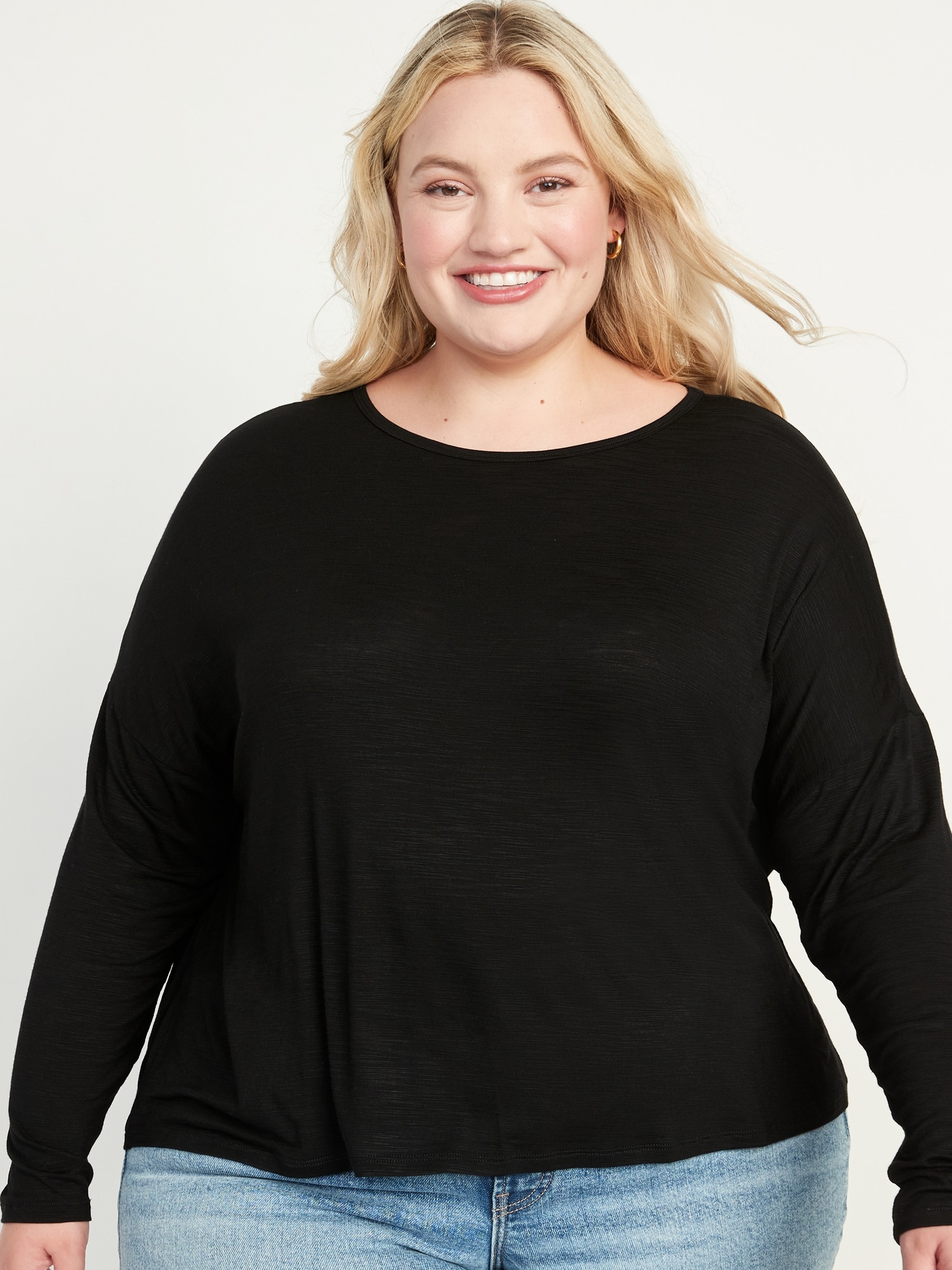 Luxe Oversized Long-Sleeve T-Shirt for Women | Old Navy