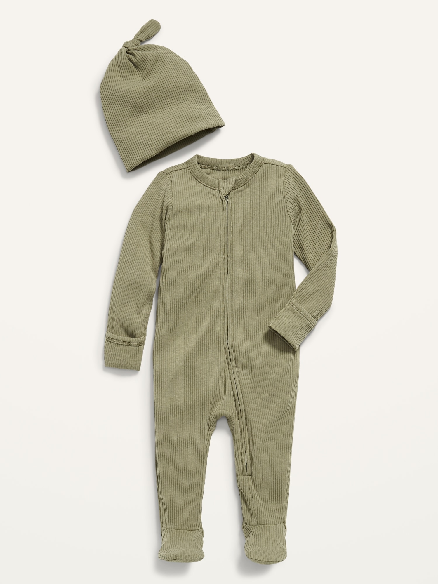 Oldnavy Footed Sleep & Play Rib-Knit One-Piece & Beanie Layette Set for Baby Hot Deal