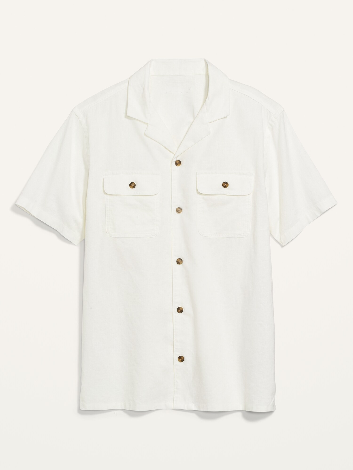 Relaxed-Fit Linen-Blend Short-Sleeve Camp Shirt for Men | Old Navy