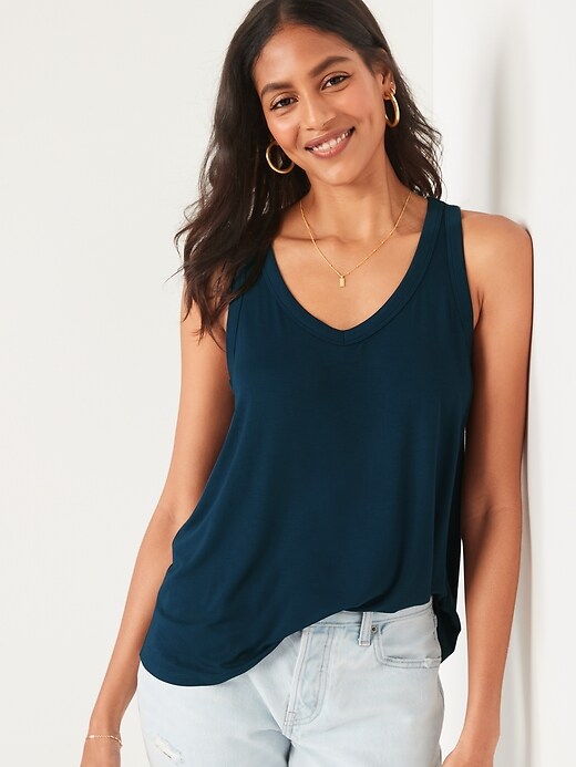 Image number 8 showing, Luxe Jersey-Knit V-Neck Tank Top for Women
