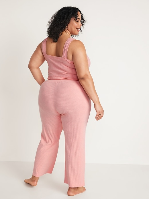 Image number 8 showing, High-Waisted Rib-Knit Wide-Leg Lounge Pants