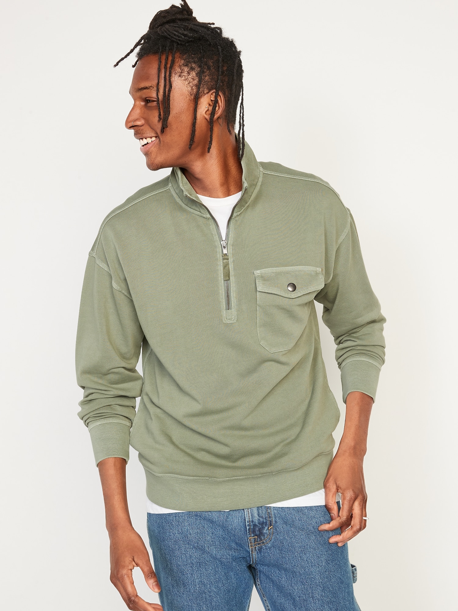 old navy men's quarter zip