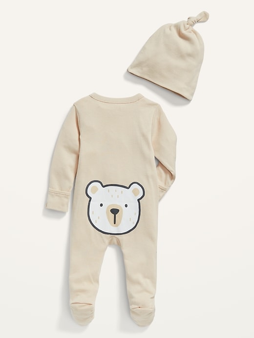 View large product image 1 of 2. Unisex Sleep & Play Footed One-Piece and Beanie Set for Baby