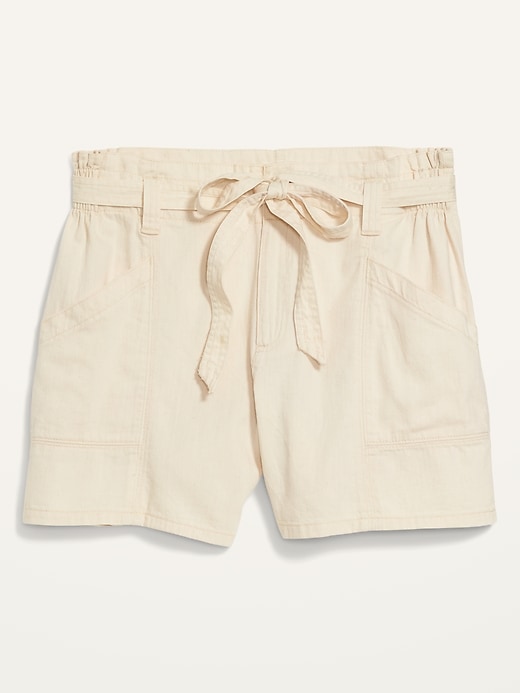 Image number 4 showing, High-Waisted Belted Workwear Twill Shorts -- 4.5-inch inseam