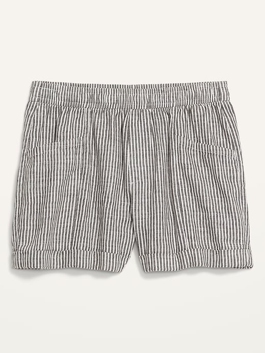 Image number 4 showing, High-Waisted Railroad-Stripe Linen-Blend Shorts -- 3.5-inch inseam