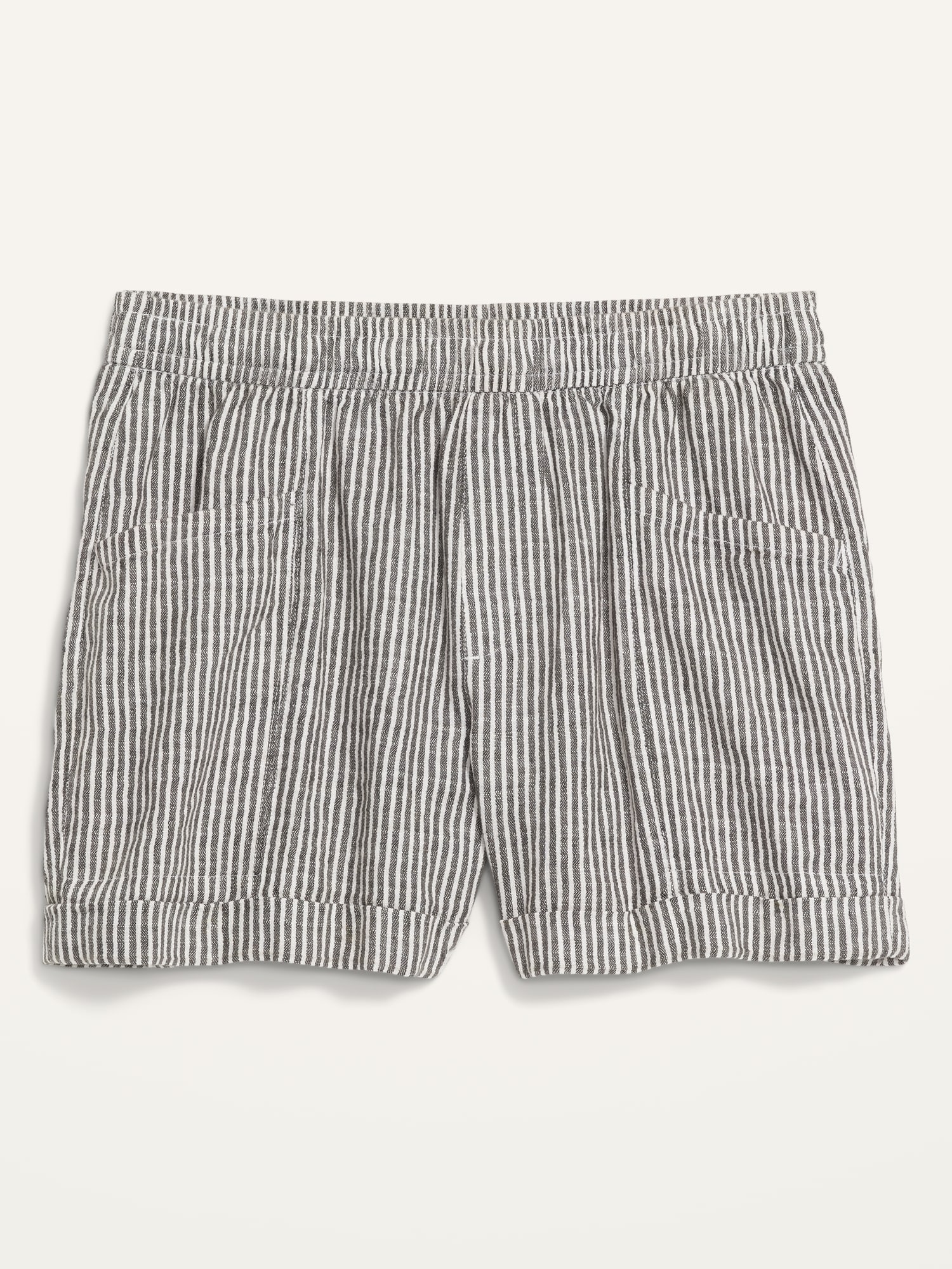 High-Waisted Railroad-Stripe Linen-Blend Shorts for Women -- 3.5-inch ...
