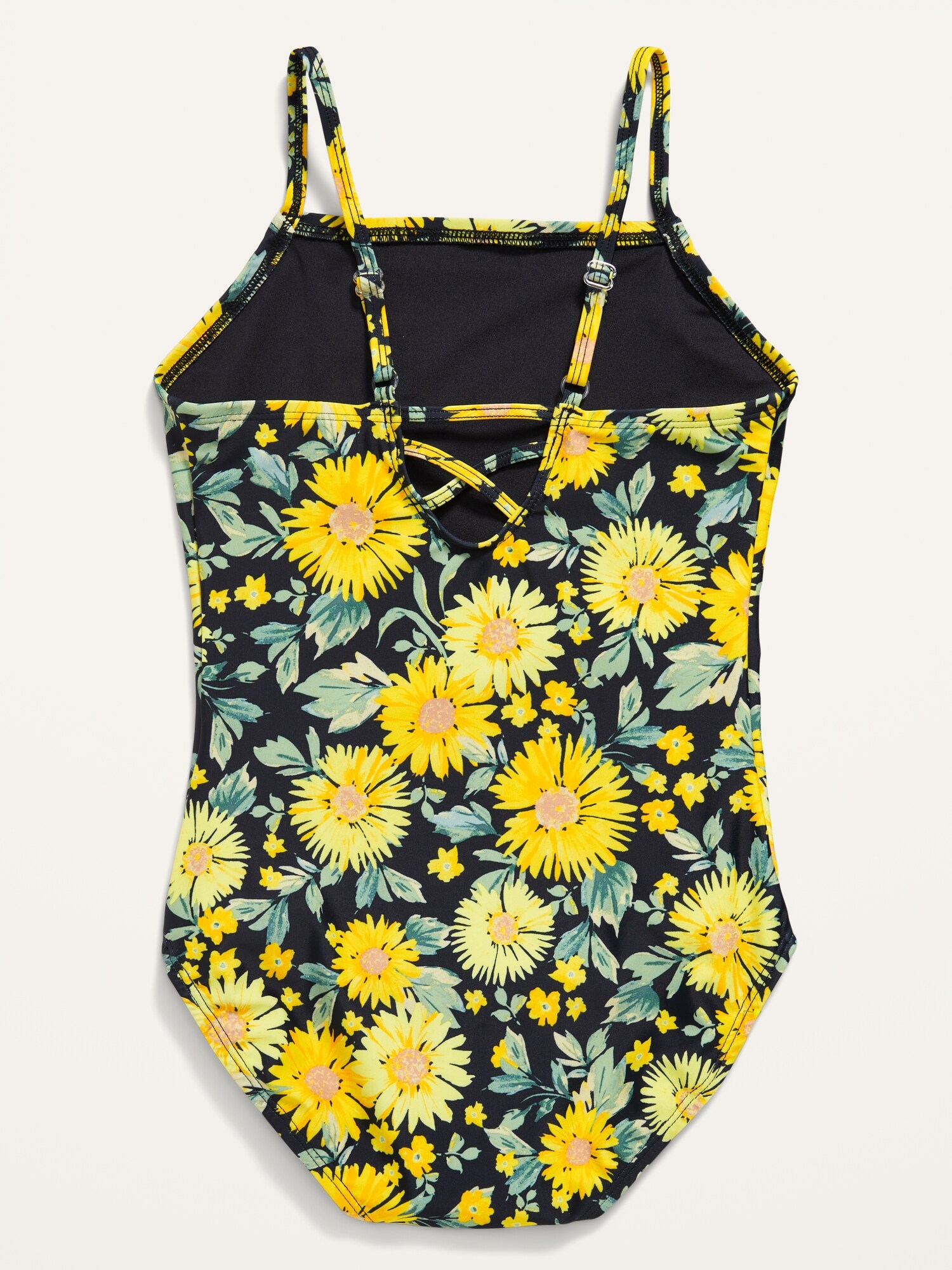 Printed SquareNeck LatticeBack OnePiece Swimsuit for Girls Old Navy