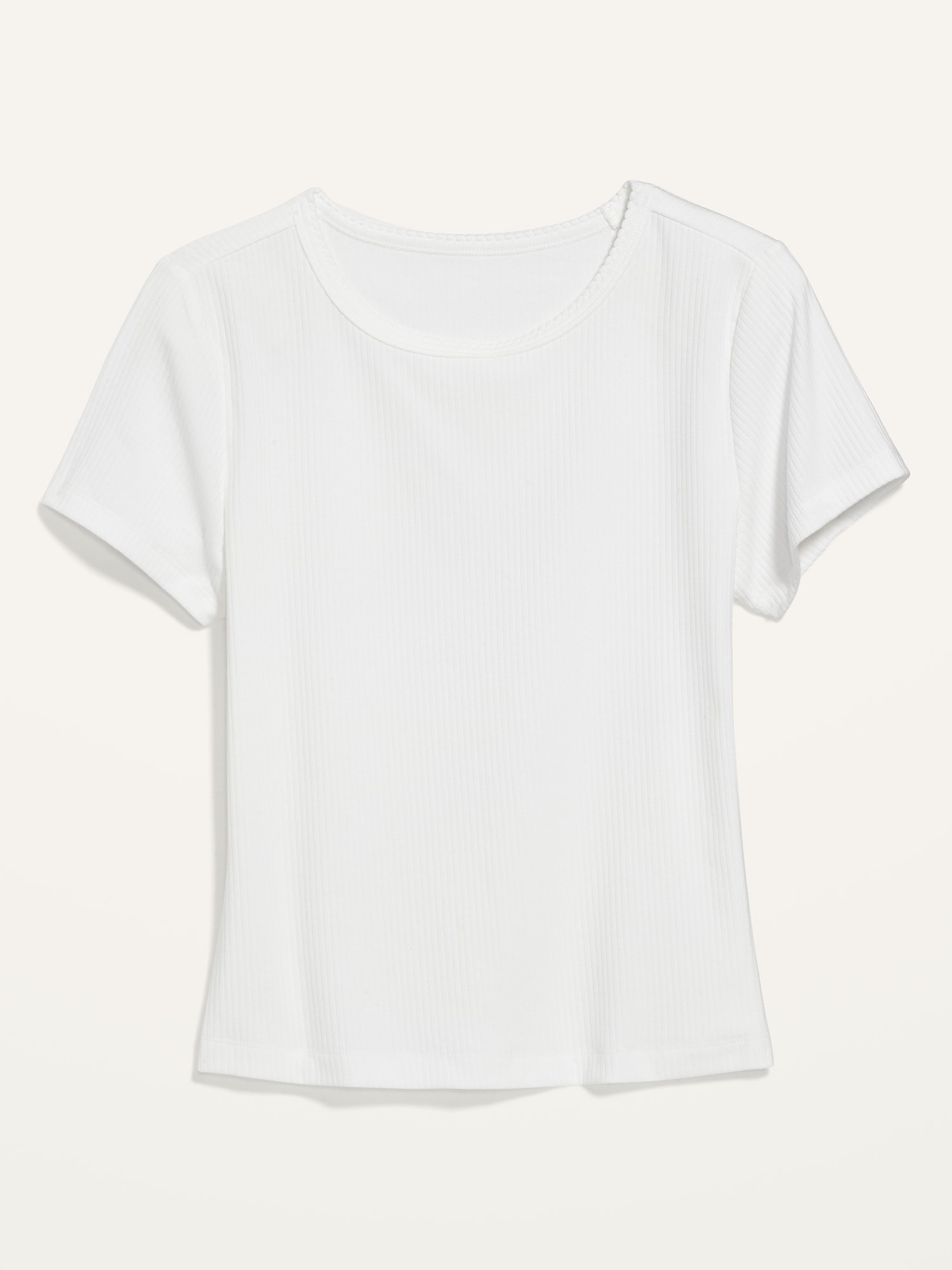 Fitted Short-Sleeve Cropped Rib-Knit T-Shirt | Old Navy