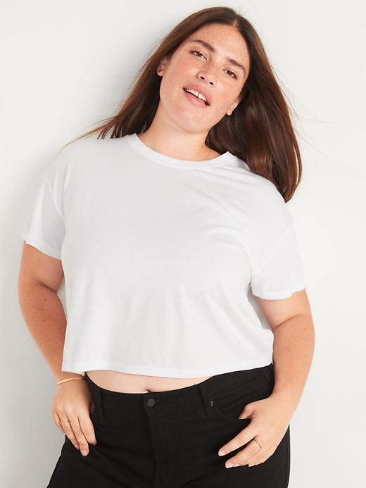 Image number 7 showing, Loose Short-Sleeve Crop T-Shirt for Women