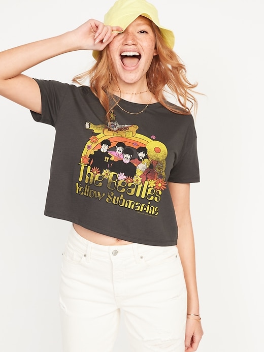 Image number 3 showing, Short-Sleeve Cropped Licensed Pop Culture T-Shirt for Women