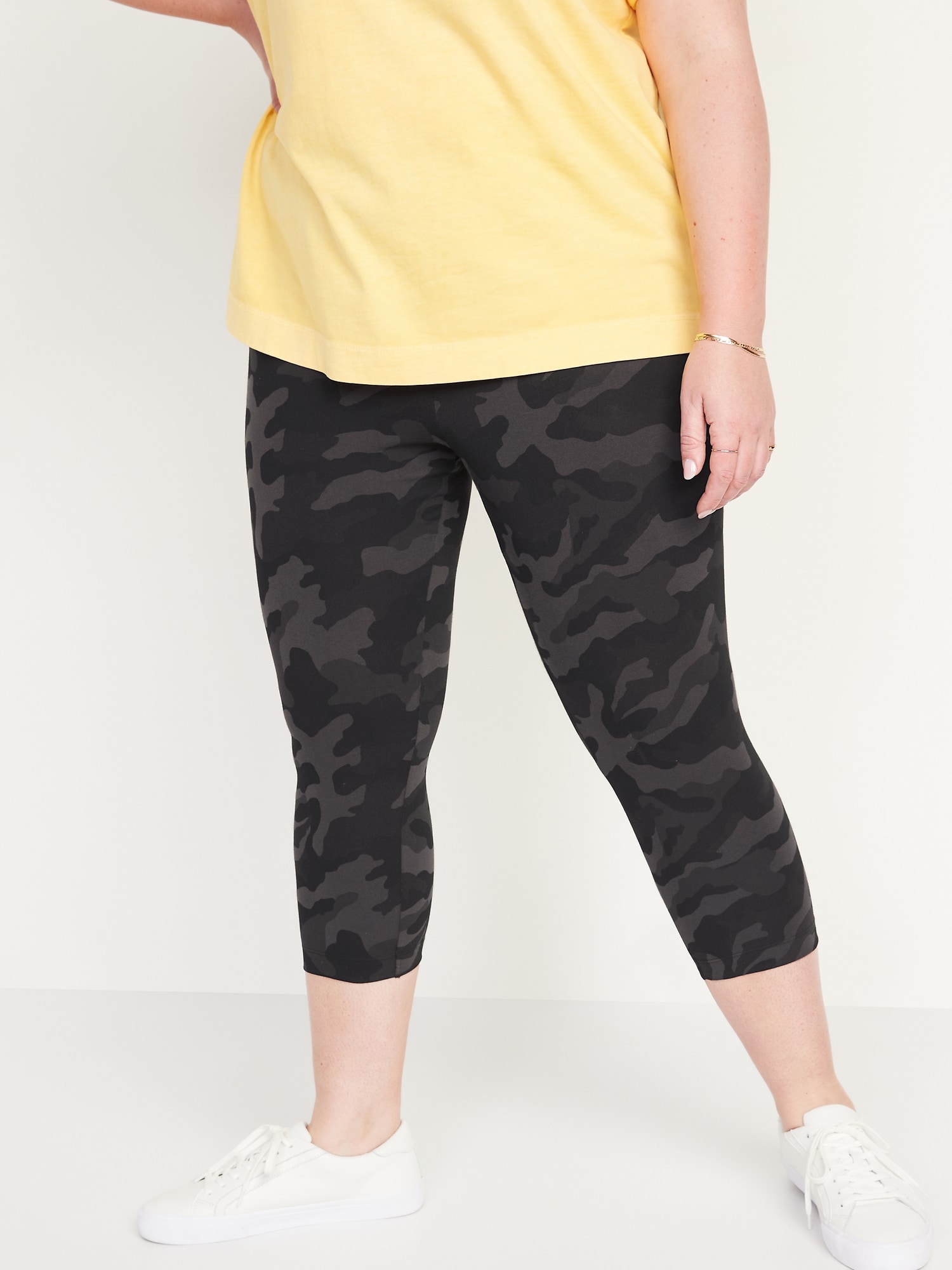 High-Waisted Printed Cropped Leggings For Women