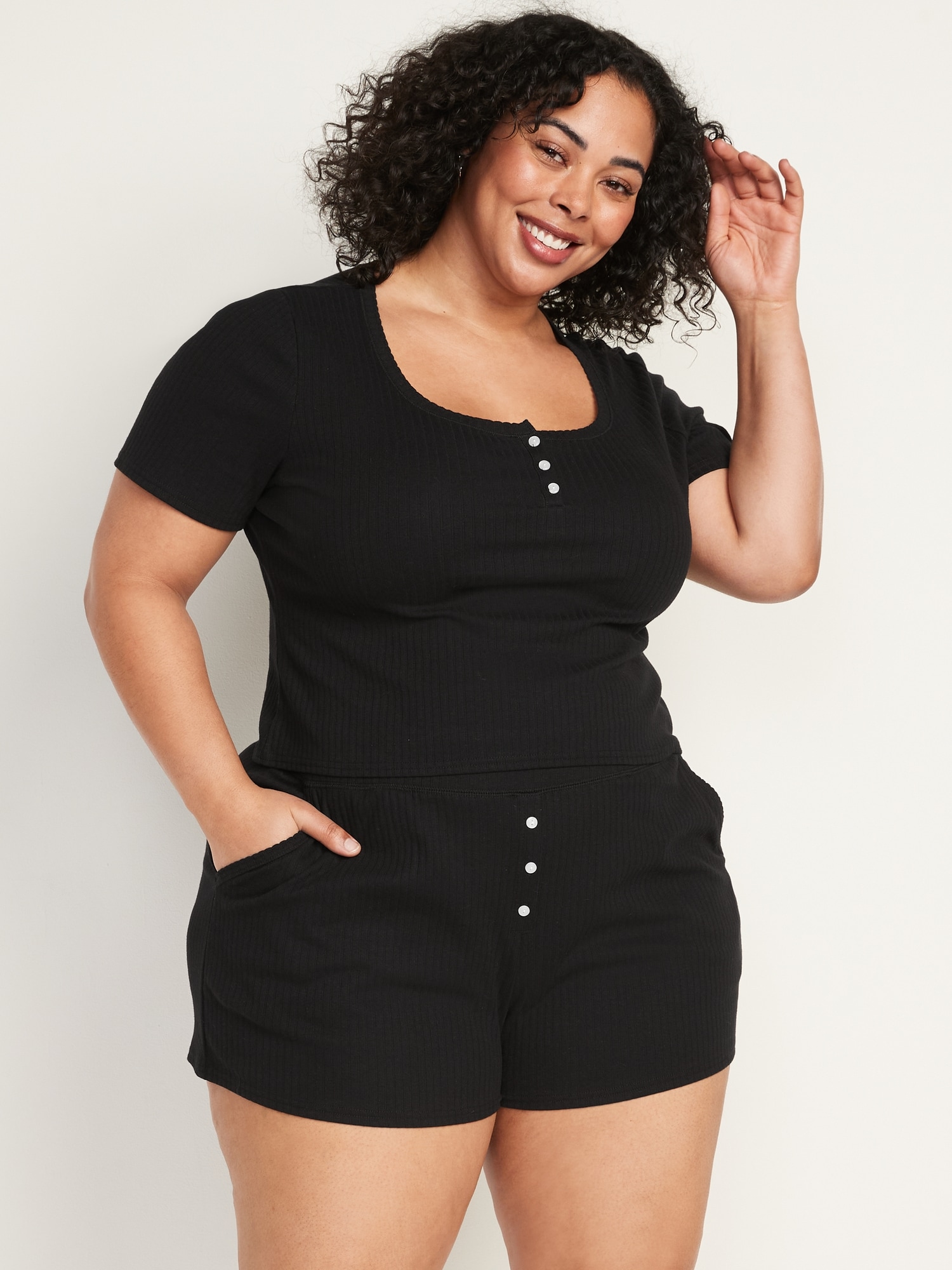 RibKnit Henley Lounge Set for Women Old Navy