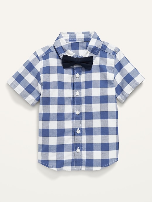 Old Navy Short-Sleeve Gingham Shirt & Bow-Tie Set for Toddler Boys. 1