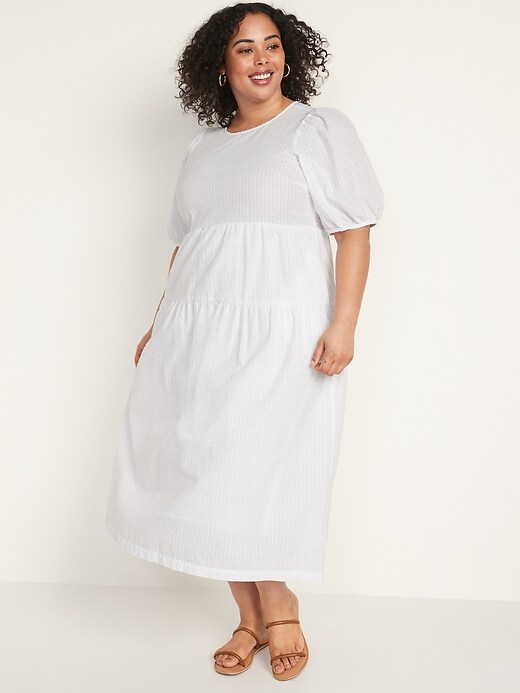 Image number 7 showing, Tiered Puff-Sleeve All-Day Midi Swing Dress for Women
