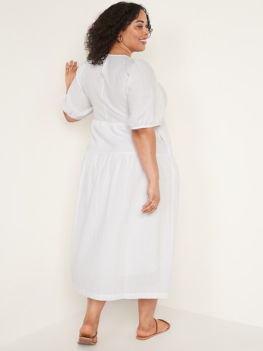 Image number 8 showing, Tiered Puff-Sleeve All-Day Midi Swing Dress for Women