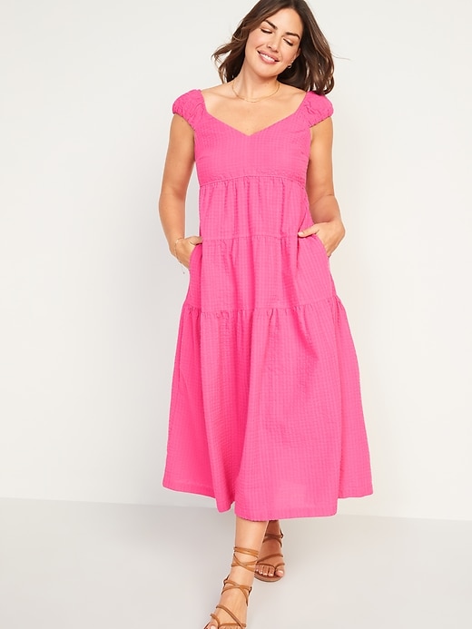 Old Navy Fit & Flare Tiered Seersucker All-Day Maxi Dress for Women. 1