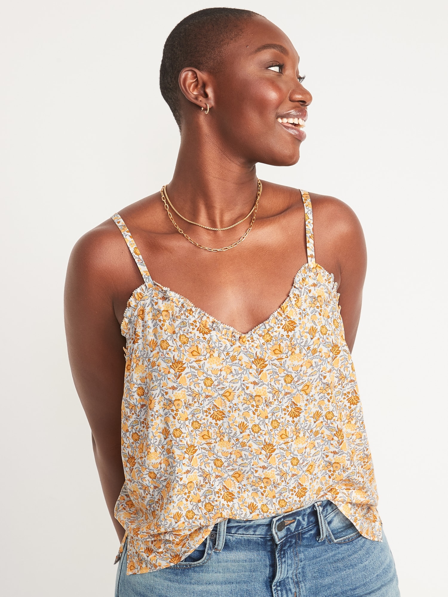 Ruffle-Trimmed Cami Blouse for Women