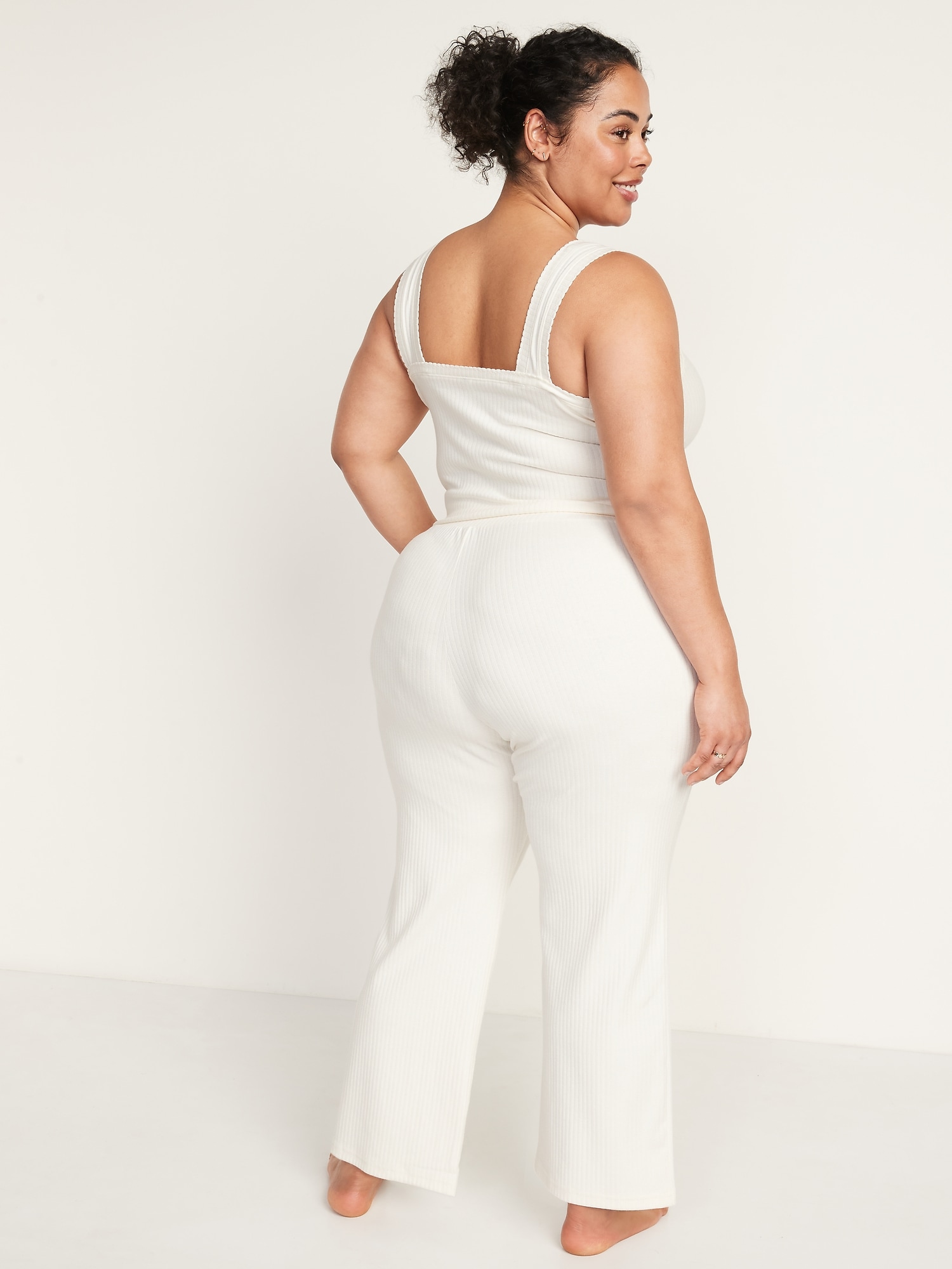 High-Waisted Rib-Knit Wide-Leg Lounge 
