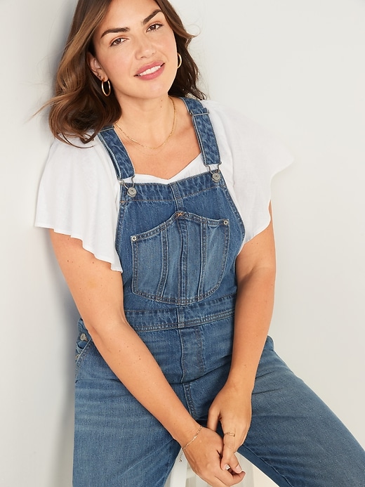 Image number 3 showing, Slouchy Straight Non-Stretch Jean Workwear Overalls for Women